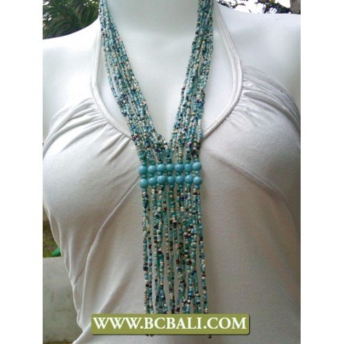 Bali Bead Glass Pendant Necklace Layered bali bead glass pendant